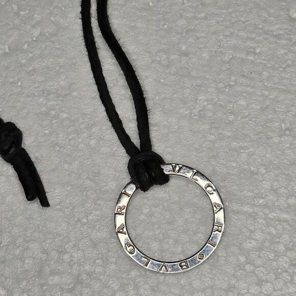 Bvlgari Keyring Charm Black Leather Cord Necklace - Picture 2 of 5